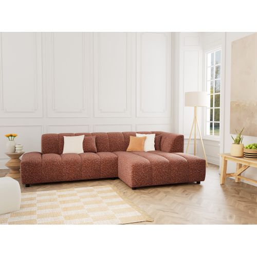 Curtis - Canapé D'angle Droit 4 Places Sans Accoudoir En Tissu Texturé Terracotta
