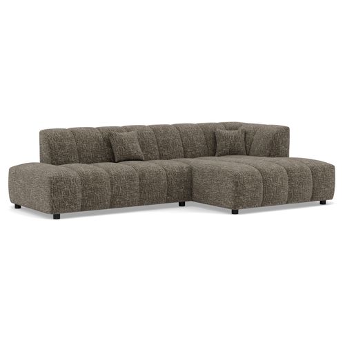 Curtis - Canapé D'angle Droit 4 Places Sans Accoudoir En Tissu Texturé Vert Olive