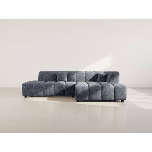 Curtis - Canapé D'angle Droit 4 Places Sans Accoudoir En Tissu Texturé Bleu