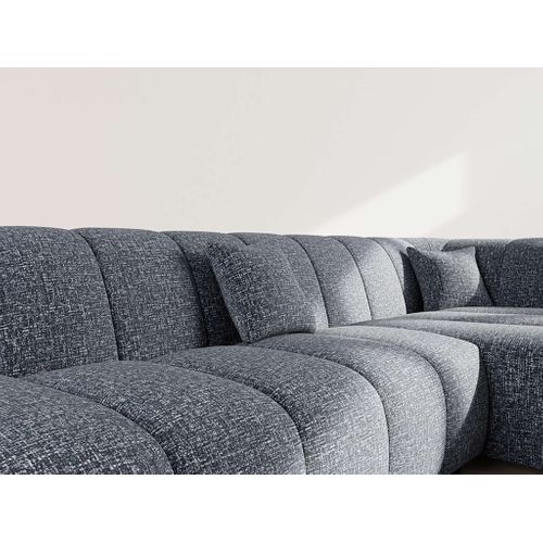 Curtis - Canapé D'angle Droit 4 Places Sans Accoudoir En Tissu Texturé Bleu