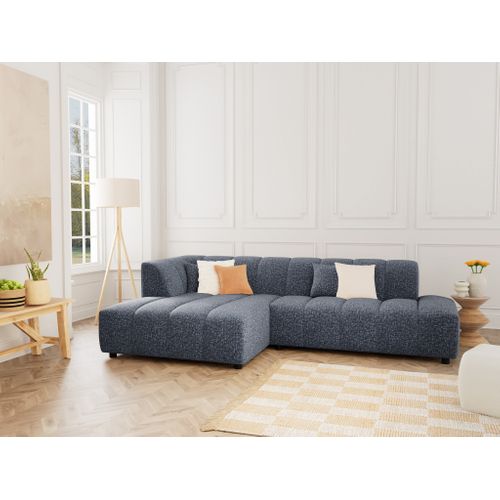 Curtis - Canapé D'angle Gauche 4 Places Sans Accoudoir En Tissu Texturé Bleu