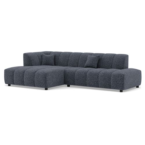 Curtis - Canapé D'angle Gauche 4 Places Sans Accoudoir En Tissu Texturé Bleu