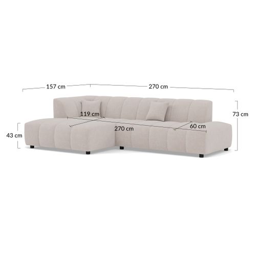 Curtis - Canapé D'angle Gauche 4 Places Sans Accoudoir En Tissu Texturé Bleu