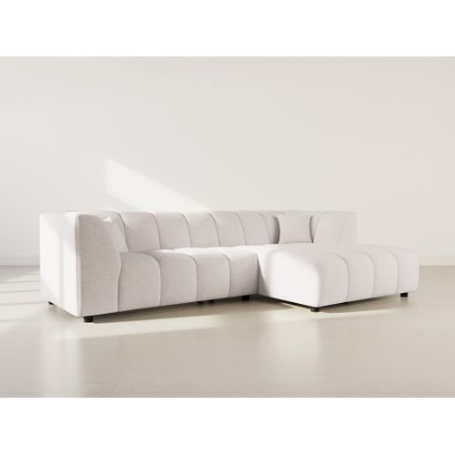 Curtis - Canapé D'angle Droit 4 Places Avec Accoudoir En Tissu Texturé Beige