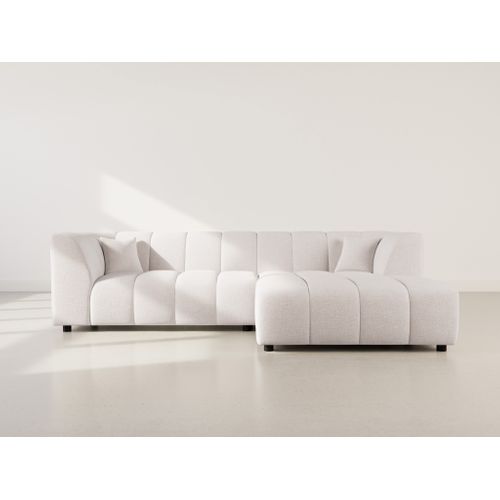 Curtis - Canapé D'angle Droit 4 Places Avec Accoudoir En Tissu Texturé Beige