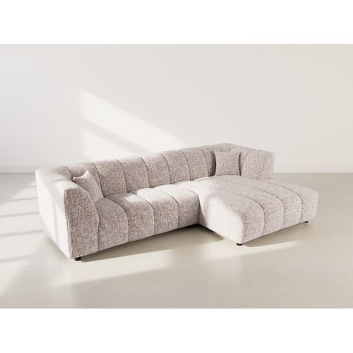 Curtis - Canapé D'angle Droit 4 Places Avec Accoudoir En Tissu Texturé Taupe