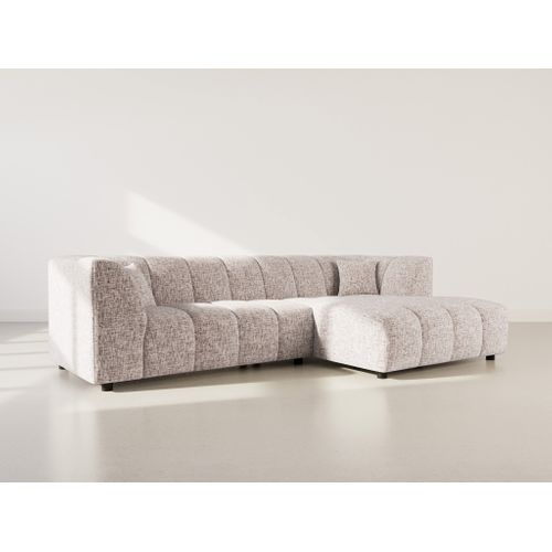 Curtis - Canapé D'angle Droit 4 Places Avec Accoudoir En Tissu Texturé Taupe