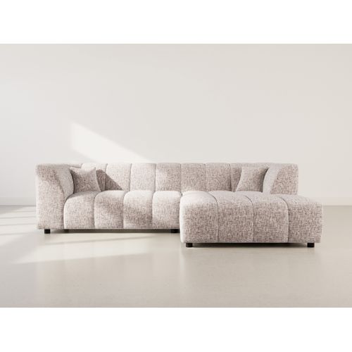 Curtis - Canapé D'angle Droit 4 Places Avec Accoudoir En Tissu Texturé Taupe