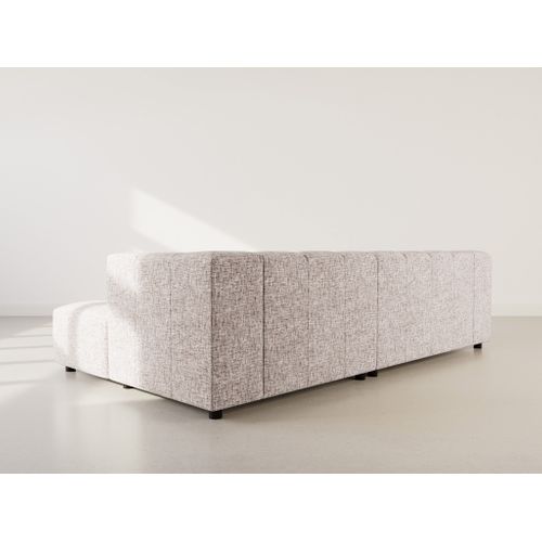 Curtis - Canapé D'angle Droit 4 Places Avec Accoudoir En Tissu Texturé Taupe