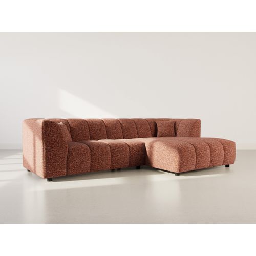 Curtis - Canapé D'angle Droit 4 Places Avec Accoudoir En Tissu Texturé Terracotta