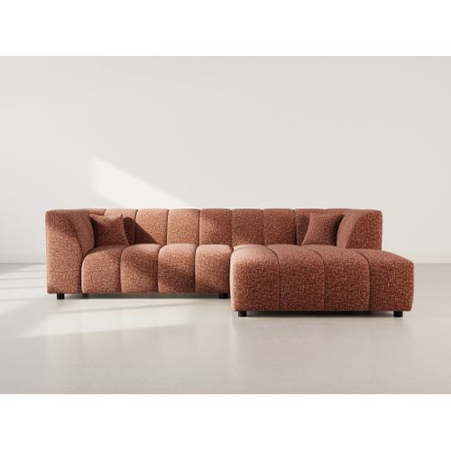 Curtis - Canapé D'angle Droit 4 Places Avec Accoudoir En Tissu Texturé Terracotta