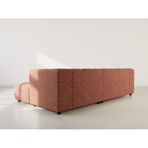 Curtis - Canapé D'angle Droit 4 Places Avec Accoudoir En Tissu Texturé Terracotta