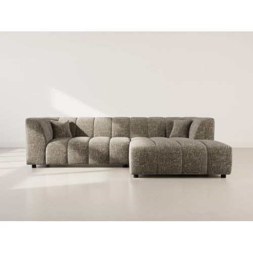 Curtis - Canapé D'angle Droit 4 Places Avec Accoudoir En Tissu Texturé Vert Olive