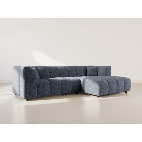 Curtis - Canapé D'angle Droit 4 Places Avec Accoudoir En Tissu Texturé Bleu