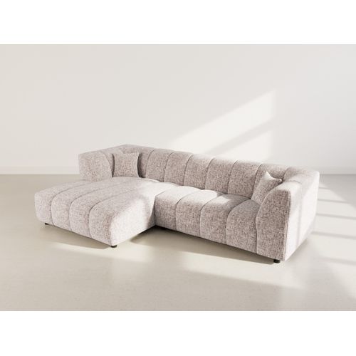 Curtis - Canapé D'angle Gauche 4 Places Avec Accoudoir En Tissu Texturé Taupe