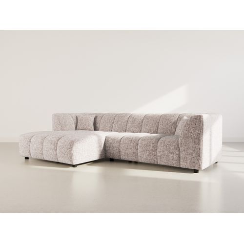 Curtis - Canapé D'angle Gauche 4 Places Avec Accoudoir En Tissu Texturé Taupe