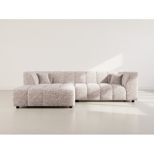 Curtis - Canapé D'angle Gauche 4 Places Avec Accoudoir En Tissu Texturé Taupe