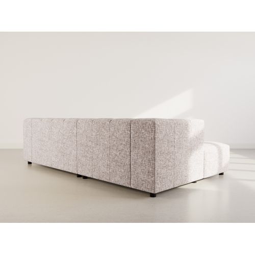 Curtis - Canapé D'angle Gauche 4 Places Avec Accoudoir En Tissu Texturé Taupe