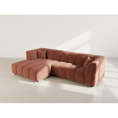 Curtis - Canapé D'angle Gauche 4 Places Avec Accoudoir En Tissu Texturé Terracotta