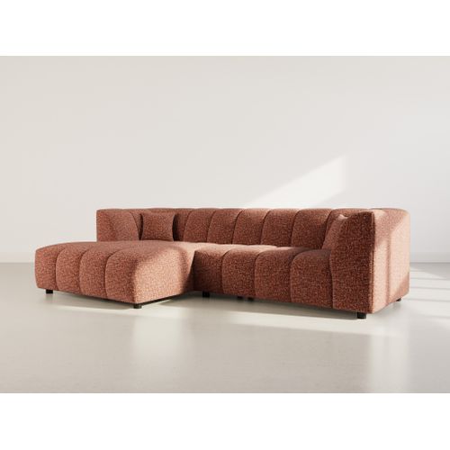 Curtis - Canapé D'angle Gauche 4 Places Avec Accoudoir En Tissu Texturé Terracotta