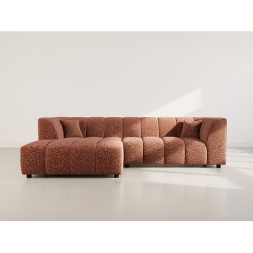 Curtis - Canapé D'angle Gauche 4 Places Avec Accoudoir En Tissu Texturé Terracotta