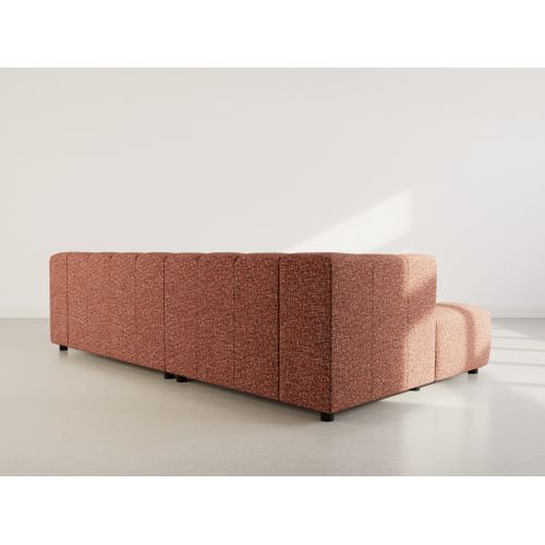 Curtis - Canapé D'angle Gauche 4 Places Avec Accoudoir En Tissu Texturé Terracotta