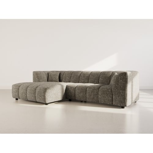 Curtis - Canapé D'angle Gauche 4 Places Avec Accoudoir En Tissu Texturé Vert Olive