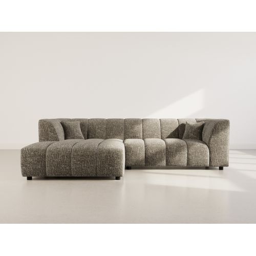 Curtis - Canapé D'angle Gauche 4 Places Avec Accoudoir En Tissu Texturé Vert Olive