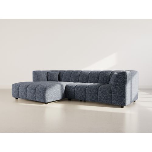 Curtis - Canapé D'angle Gauche 4 Places Avec Accoudoir En Tissu Texturé Bleu