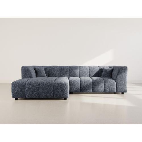 Curtis - Canapé D'angle Gauche 4 Places Avec Accoudoir En Tissu Texturé Bleu