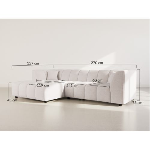 Curtis - Canapé D'angle Gauche 4 Places Avec Accoudoir En Tissu Texturé Bleu