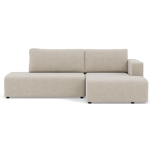 Canapé Angle Droit Convertible 4 Places Topaze En Velours Côtelé Beige