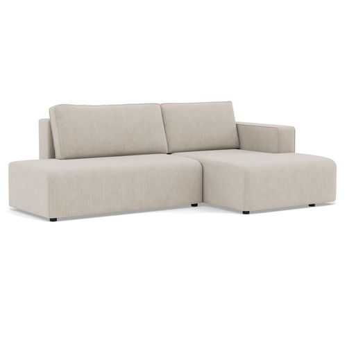 Canapé Angle Droit Convertible 4 Places Topaze En Velours Côtelé Beige