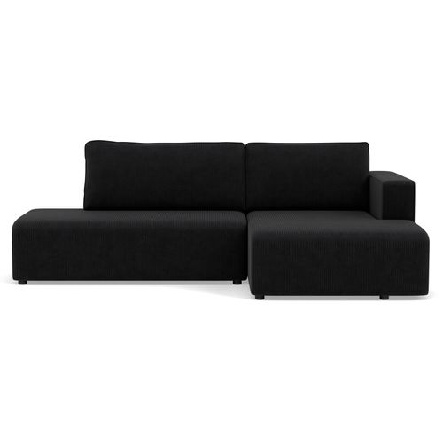 Canapé Angle Droit Convertible 4 Places Topaze En Velours Côtelé Noir