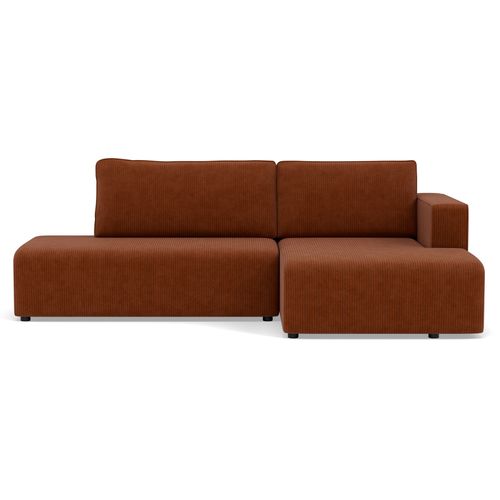 Canapé Angle Droit Convertible 4 Places Topaze En Velours Côtelé Terracotta