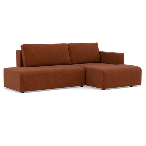 Canapé Angle Droit Convertible 4 Places Topaze En Velours Côtelé Terracotta