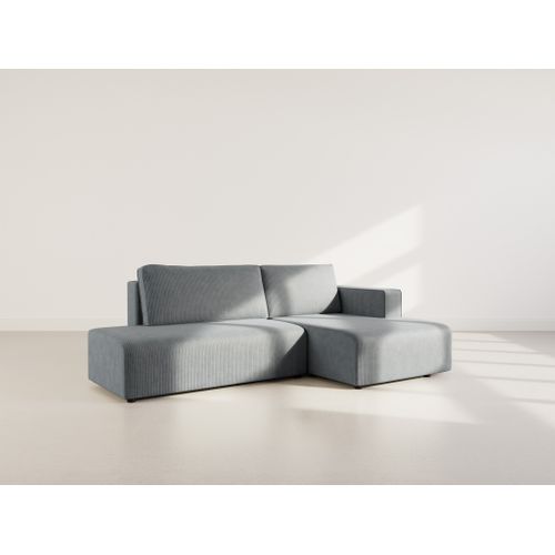 Canapé Angle Droit Convertible 4 Places Topaze En Velours Côtelé Gris Foncé