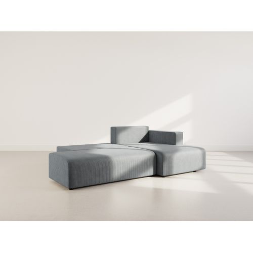 Canapé Angle Droit Convertible 4 Places Topaze En Velours Côtelé Gris Foncé