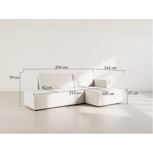 Canapé Angle Droit Convertible 4 Places Topaze En Velours Côtelé Gris Foncé