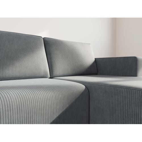 Canapé Angle Droit Convertible 4 Places Topaze En Velours Côtelé Gris Foncé