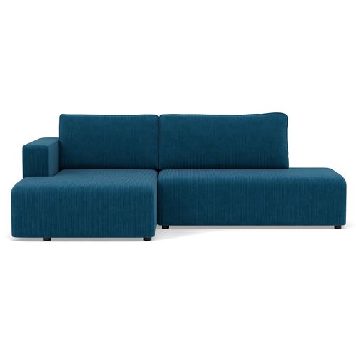 Canapé Angle Gauche Convertible 4 Places Topaze En Velours Côtelé Bleu