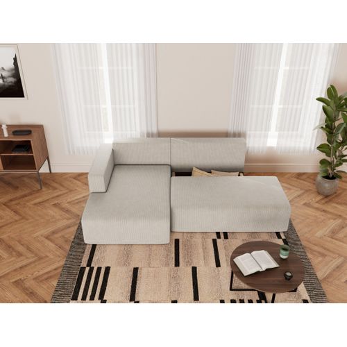Canapé Angle Gauche Convertible 4 Places Topaze En Velours Côtelé Beige