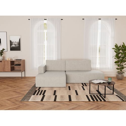 Canapé Angle Gauche Convertible 4 Places Topaze En Velours Côtelé Beige