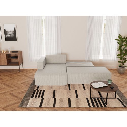 Canapé Angle Gauche Convertible 4 Places Topaze En Velours Côtelé Beige