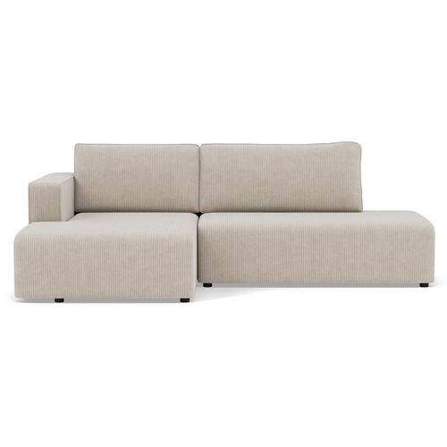 Canapé Angle Gauche Convertible 4 Places Topaze En Velours Côtelé Beige