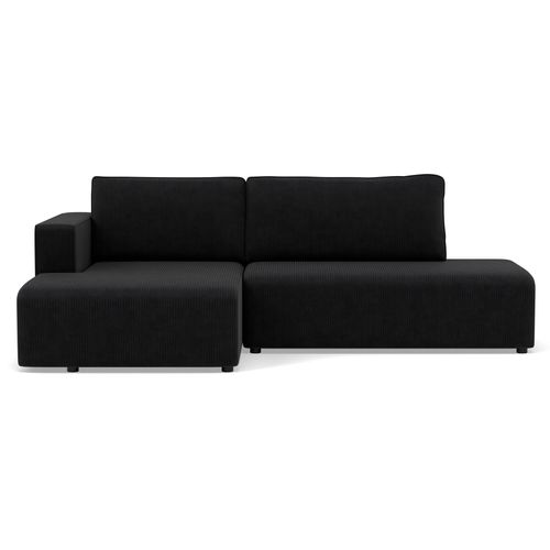 Canapé Angle Gauche Convertible 4 Places Topaze En Velours Côtelé Noir