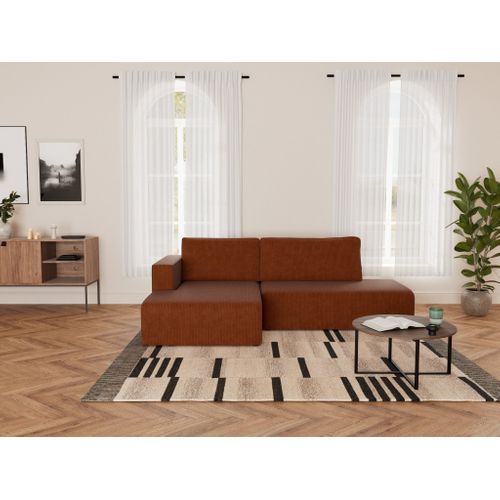 Canapé Angle Gauche Convertible 4 Places Topaze En Velours Côtelé Terracotta
