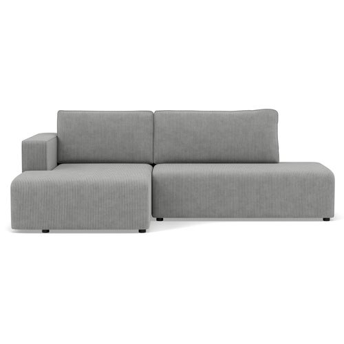 Canapé Angle Gauche Convertible 4 Places Topaze En Velours Côtelé Gris Clair