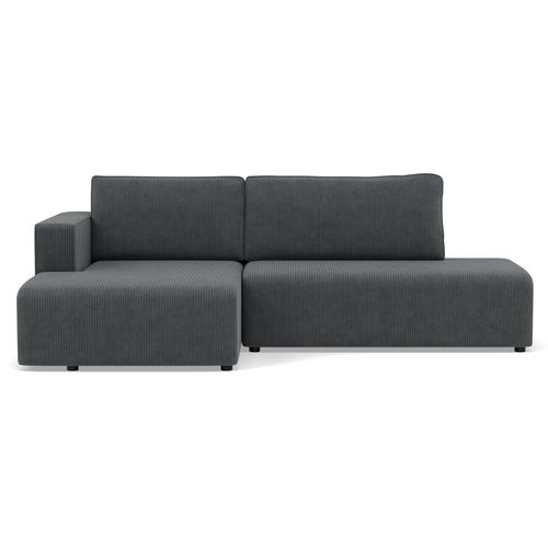 Canapé Angle Gauche Convertible 4 Places Topaze En Velours Côtelé Gris Foncé