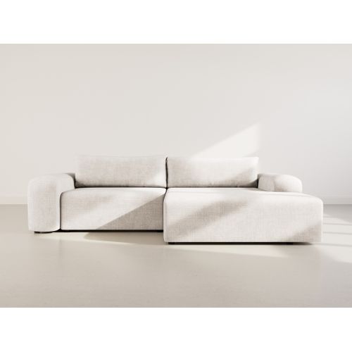 Canapé Angle Droit Convertible 4 Places Rebecca En Velours Texturé Beige